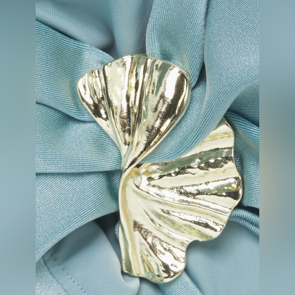 PatBO Seafoam Green Strapless Bikini Set with Gold Shell Accents 2pc NWT - Picture 3 of 9